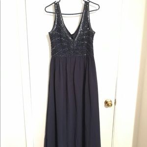 David’s bridal 2 strap navy blue gown